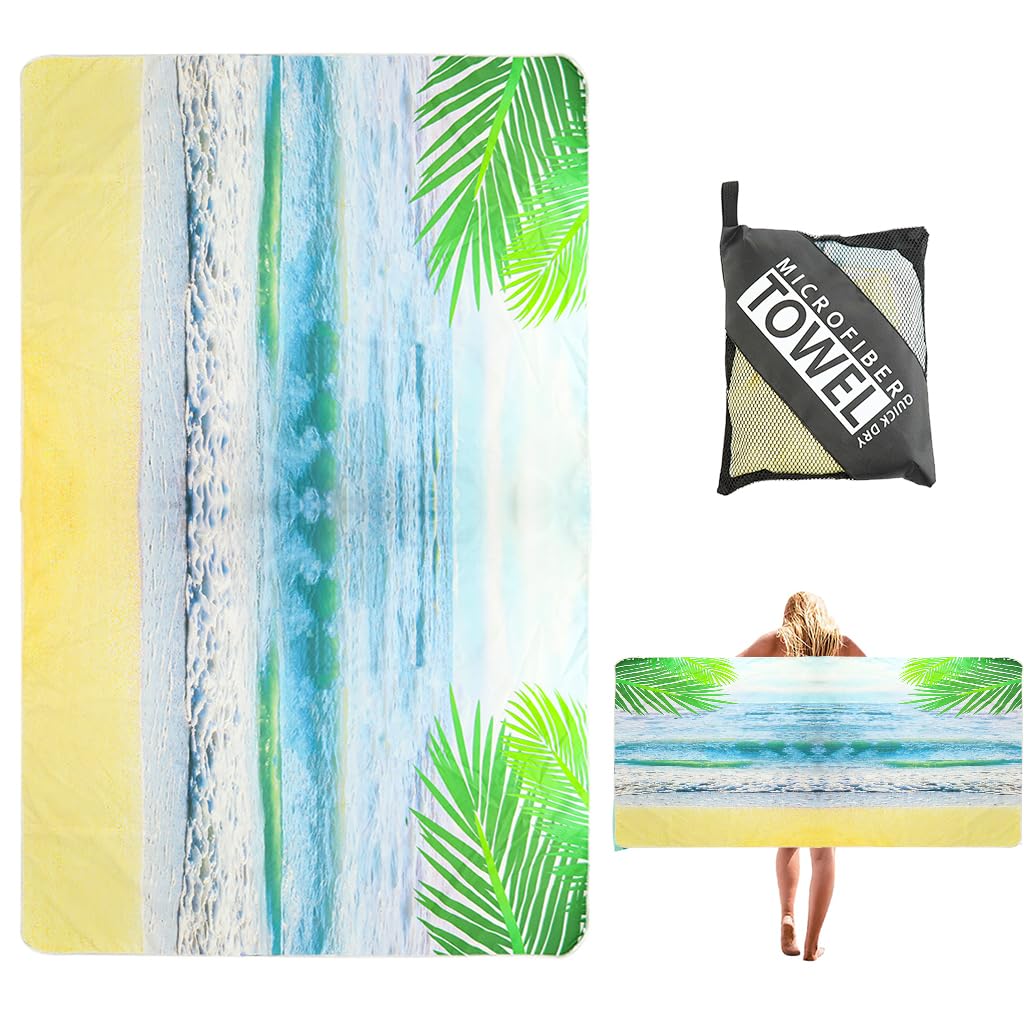 PALAY Beach Towel Micro Fiber Beach Blanket with Storage Mesh Bag Large Quick Dry Fitness Towel Fashion Print Beach Towel Blanket Yoga Mat Multipurpose Towel, 31x60 Inches PALAY Beach Towel Micro Fiber Beach Blanket with Storage Mesh Bag Large Quick Dry Fitness Towel Fashion Print Beach Towel Blanket Yoga Mat Multipurpose Towel, 31x60 Inches